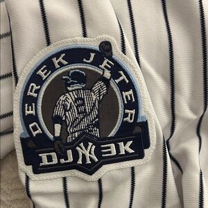 Majestic White and Blue Striped Jersey